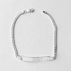 Pulseira de prata 925 masculina groumet placa.