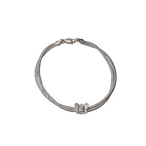 Pulseira de prata 925 rabo de rato borboleta/nó