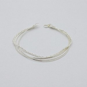 Pulseira de prata 925 rabo de rato com corda