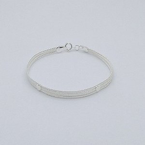Pulseira de prata  925 rabo de rato com mini corações