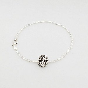Pulseira de prata 925 rabo de rato quadrado com pingente arvore