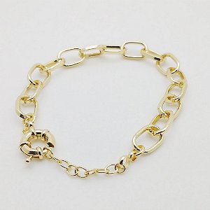 Pulseira folheado a ouro 18k corrente cadeado redondo fecho boia