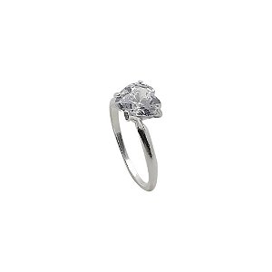 Anel de prata 925 com pedra zircônia coração