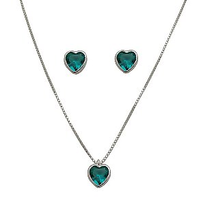 Conjunto de prata 925 coração