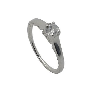 Anel de prata 925 solitário com zircônia.