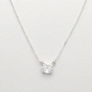 Gargantilha de prata 925 choker zircônia oval cristal