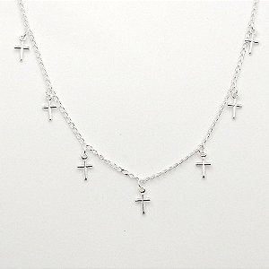 Gargantilha de prata 925 chocker cruz