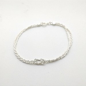 Pulseira de prata 925 fio torcido nó