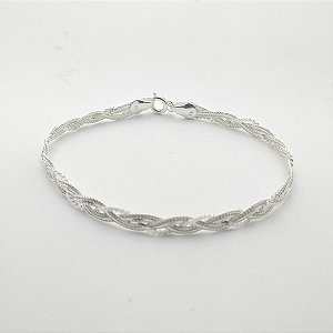Pulseira de prata 925 fio trançado
