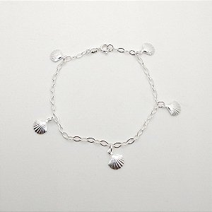 Pulseira de prata 925 concha