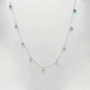 Gargantilha de prata 925 Chocker zircônia corações