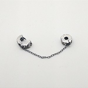 Berloque trava para pulseira de prata 925 envelhecida com micro zircônia