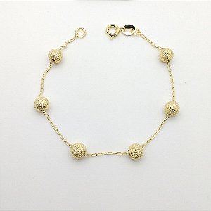 Pulseira folheado a ouro 18k bolinha 6mm fosca