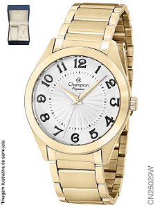 Relógio Champion feminino dourado kit CN25029W
