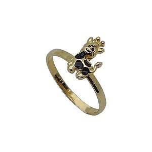 Anel folheado ouro 18k resina girafa