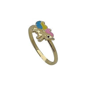 Anel folheado ouro 18k unicórnio
