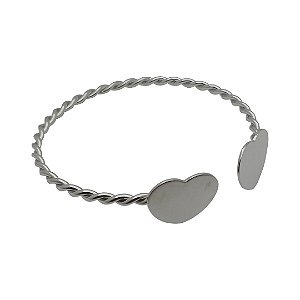 Bracelete de aço inoxidável coração fio torcido