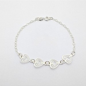 Pulseira de prata 925 coração