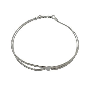 Pulseira de prata 925 rabo de rato coração