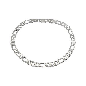 Pulseira de prata 925 groumet figaro masculina 3x1  5mm
