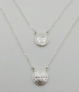 Escapulário de prata 925 São Bento 12mm