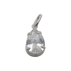 Pingente de Prata 925 com Pedra Zircônia 15mm de Altura