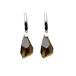 Brincos de prata 925 cristal champanhe