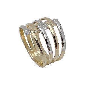 Anel folheado a ouro 18k fosco rodinado
