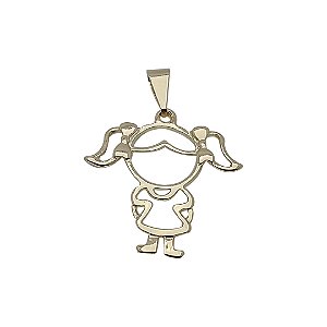 Pingente folheado a ouro 18k menina vazado