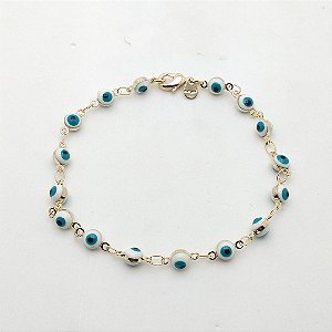 Pulseira folheado a ouro 18k olho grego