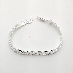 Pulseira de prata 925 fio entrelaçado