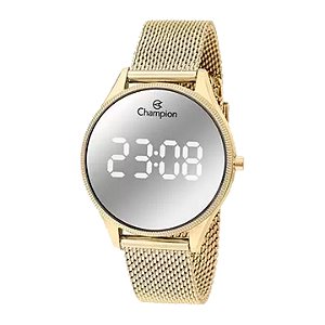 Relogio champion dourado digital espelhado medio ch40133b