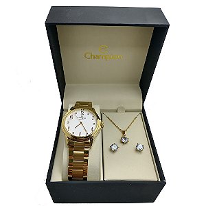 Kit Relógio Champion Feminino Elegance CN26242W