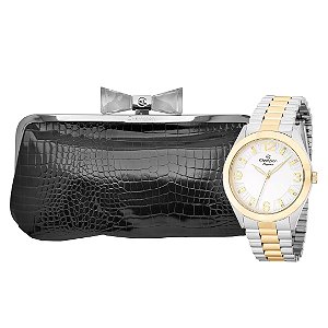 Relógio Champion Feminino  bicolor CN25216S + bolsa preta