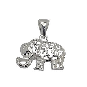 Pingente de Prata 925 Elefante Vazado | Pingente de Prata Esterlina