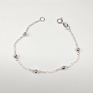 Pulseira de Prata 925 com 5 Bolinhas Infantil - 15cm