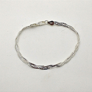 Pulseira de Prata 925 Italiana 3 Fio Trançado 18cm
