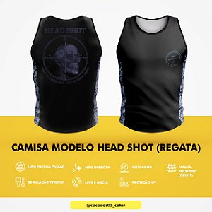 Camiseta HEAD SHOT - Regata Preta