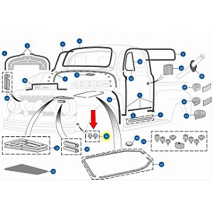 41-1534 - BATENTE ENTRE PARA-CHOQUE E PARA LAMAS, EM BORRACHA, PICKUP FORD F1 1948-52 - PAR