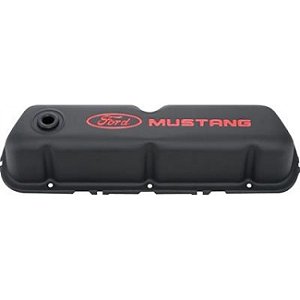 302-101 - TAMPA DE VALVULA  FORD RACING PRETA, MUSTANG - PAR