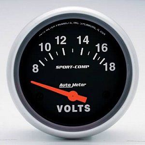 ATM-3592 - VOLTIMETRO AUTOMETER SPORT COMP  8 - 18V - FUNDO PRETO - 2 5/8''