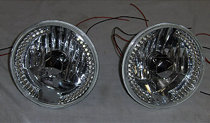 GH-HL-LED-201 - PAR DE FARÓIS STREET ROD, 7" DIAMETRO, COM CONTORNO EM LED CLEAR