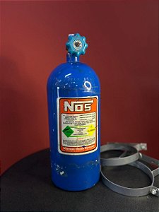 U14745NOS - GARRAFA DE NITRO NOS EM ALUMINIO, AZUL *USADA*, 10 LIBRAS, COM SUPORTE - UNIDADE