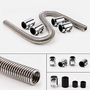 F8-015557- MANGUEIRA DE RADIADOR, SUPERIOR E INFERIOR, FLEXIVEL, EM AÇO INOX CROMADO, 48", UNIVERSAL