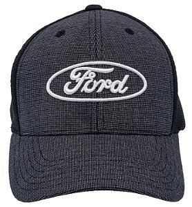 SPJ-G1875 - BONÉ ORIGINAL LICENCIADO, LOGO OVAL FORD, CINZA / PRETO - UNIDADE