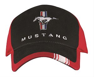 SPJ-75124 - BONE ORIGINAL, LICENCIADO FORD, LOGO TRIBAR MUSTANG, TAMANHO UNICO, VERMELHO/PRETO - UNIDADE