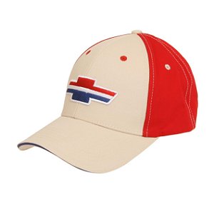 DCE-48454 - BONE ORIGINAL, LICENCIADO GM, LOGO CHEVY "PATRIOTIC BOWTIE", TAMANHO UNICO, BEGE/VERMELHO - UNIDADE