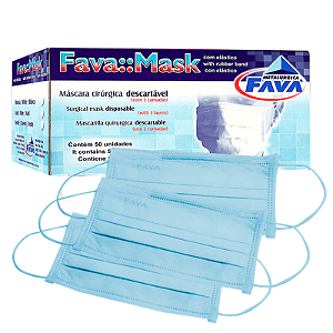 Máscara Descartável Tripla com Elástico - AZUL