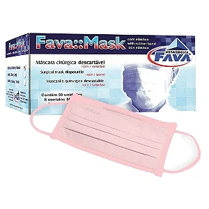 Máscara Descartável Tripla com Elástico - ROSA