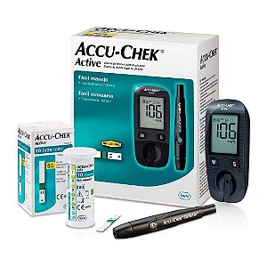 Medidor de Glicose Accu Chek Active Roche (Kit Lanceta/10 Fitas)
